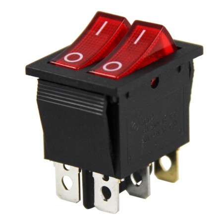 DAR İKİLİ 6P IŞIKLI ANAHTAR IC-101 KCD2-2101