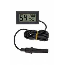 Mini Isı ve Nem Ölçer - Termometre Higrometre Prob Kuluçka Siyah