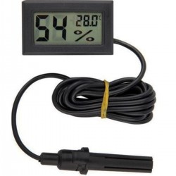 Mini Isı ve Nem Ölçer - Termometre Higrometre Prob Kuluçka Siyah