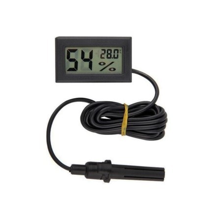 Mini Isı ve Nem Ölçer - Termometre Higrometre Prob Kuluçka Siyah