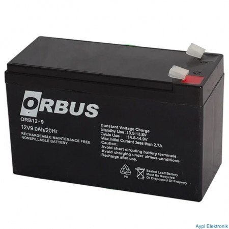 AKÜ 12 VOLT 9 AMPER ORBUS( 150 X 65 X 90 MM ) - 10452