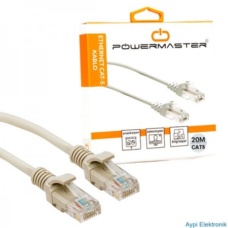 KABLO.CAT5 20 METRE GRİ KUTULU POWERMASTER - 10748