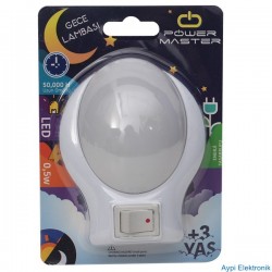 POWERMASTER 822 0.5 WATT LEDLİ ANAHTARLI GECE LAMBASI - 13703