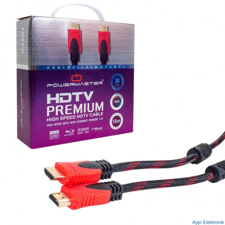HDMI KABLO 15 METRE ÖRGÜLÜ KUTULU POWERMASTER (1.4 V - 3D) - 15276