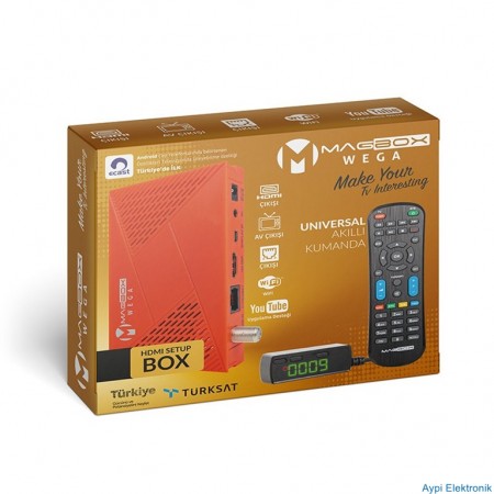 MAGBOX WEGA FULL HD ETHERNETLİ ÇİFT USBLİ FREE TV BOX UYDU ALICISI (DAHİLİ AKILLI KUMANDA)(WİFİ 17287) - 1595