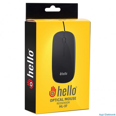 HELLO HL-37 SLİM KASA 1000 DPI OPTİK KABLOLU MOUSE - 18737