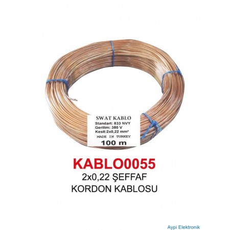 2*0.22 KARBON KABLO ŞEFFAF 1 METRE          KABLO0055