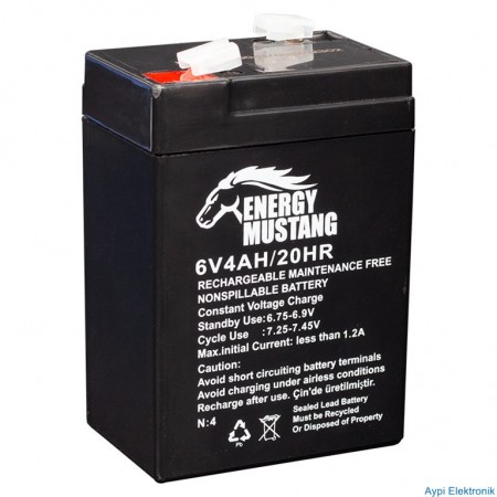 AKÜ 6 VOLT 4 AMPER  ( 70 X 48 X 101 MM )  (IŞILDAK AKÜSÜ) - 1208