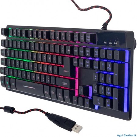 HELLO HL-18744 METAL KASA RGB IŞIKLI KABLOLU OYUNCU Q KLAVYE ZYG-800 - 18744
