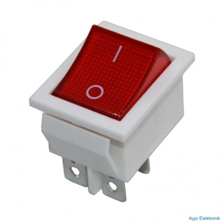 GENİŞ 4P IŞIKLI BEYAZ ON-OFF ANAHTAR IC-104B KCD2