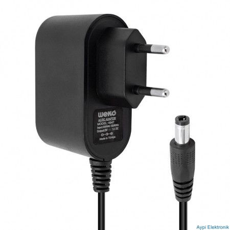 WEKO 5 VOLT - 1 AMPER 5.5*2.5 UÇLU PLASTİK KASA PRİZ TİP ADAPTÖR YERLİ ÜRETİM - 6547