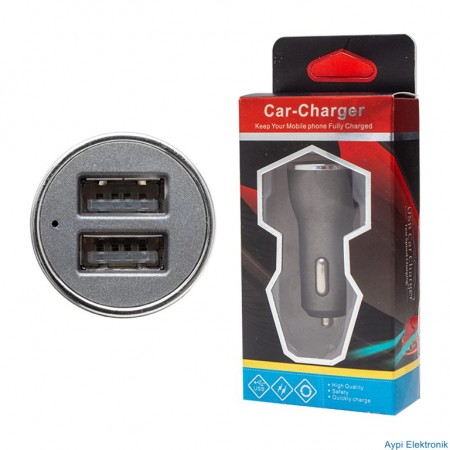 POWERMASTER PM-2405 ÇİFT USBLİ ÇAKMAKLIK ARAÇ ŞARJ ALETİ - 2405