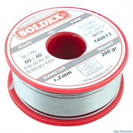 200 GR LEHİM KALIN 1,2MM SOLDEX  SN60 PB40 - 2464