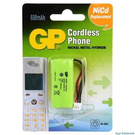 GP T356  2U1 2.4V - 600 MAH 3 KABLOLU TELSİZ TELEFON PİLİ - 30555