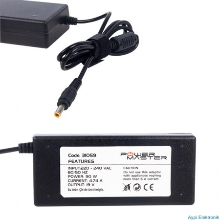 NOTEBOOK ADAPTÖR SL-NBA90-AD-SA11-SAMSUNG 19V/4.74A 5.5*3.0 UÇ POWERMASTER - 31059