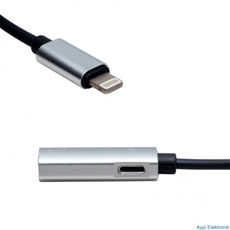 POWERMASTER PM-3833 LIGHTNING ŞARJ VE 3.5 MM KULAKLIK ÇEVİRİCİ KABLO ADAPTÖR - 3833