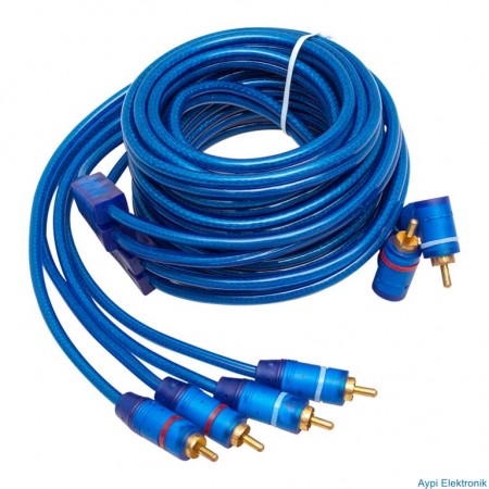POWERMASTER PM-425 2 RCA ERKEK + 4 RCA ERKEK ŞASELİ 5 METRE MAVİ KABLO - 425