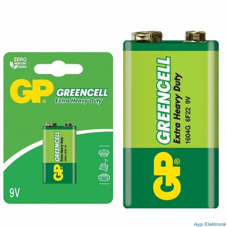 GP 1604GLF GREENCELL 9 VOLT BLİSTERLİ PİL (TEKLİ FİYAT) M:18512