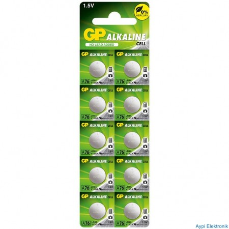 GP A76 LR44 1.5V ALKALİN AG-13 PİL (A76F-2C10) 1Adet   - 8659