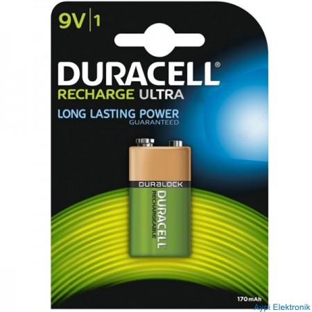 DURACELL 9 VOLT ŞARJLI 170 MAH PİL - 15151