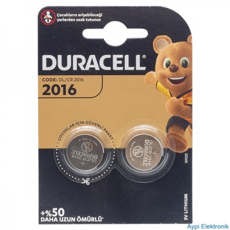 DURACELL CR2016 LİT. PİL 2Lİ PAKET FİYAT - 34382