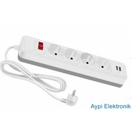 POWERMASTER PM-6032 4LÜ 2 MT KABLOLU ANAHTARLI 2 USBLİ ISIYA DAYANIKLI TERMAL PRİZ - 6032 POWERMASTER PM-6032 4LÜ 2 MT KABLOLU ANAHTARLI 2 USBLİ ISIYA DAYANIKLI TERMAL PRİZ - 6032