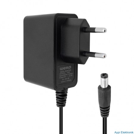WEKO 1660 - 5 VOLT - 2 AMPER -10 WATT 5.5*2.5 UÇLU PLASTİK KASA PRİZ TİP ADAPTÖR KUTUSUZ YERLİ ÜRETİM - 6544