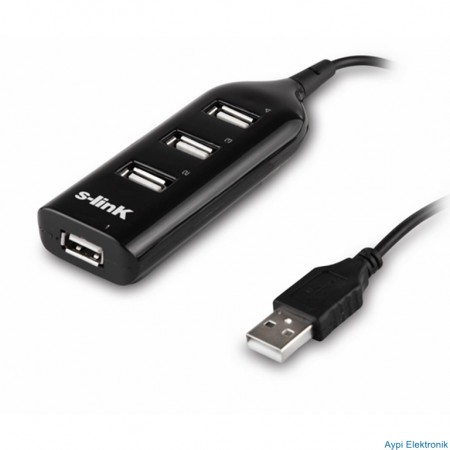 S-LINK SL-490 4 PORT USB 2.0 SİYAH USB HUB - 6686