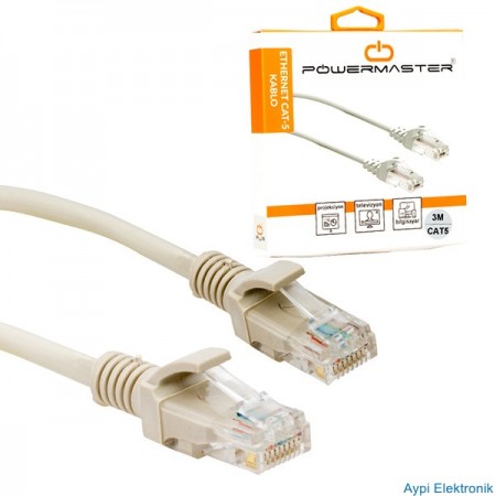 KABLO.CAT5 3 METRE GRİ POWERMASTER KUTULU - 7959