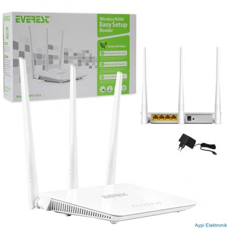 EVEREST EWR-F303 2.4 GHZ 300 MBPS 4 PORT KABLOSUZ ROUTER - 16252
