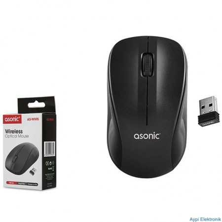 ASONIC AS-WM5 USB OPTİK KABLOSUZ MOUSE SİYAH - 2077 ASONIC AS-WM5 USB OPTİK KABLOSUZ MOUSE SİYAH - 2077