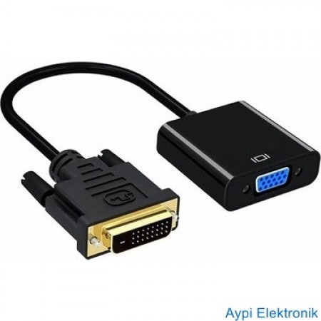 HADRON  DVI (M) TO VGA (F) ADAPTÖR 24+1 1080P SİYAH