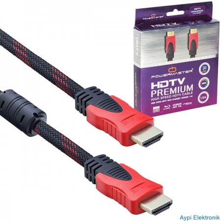 HDMI KABLO 1.5 METRE 1.4 V ÖRGÜLÜ KUTULU POWERMASTER - 8800
