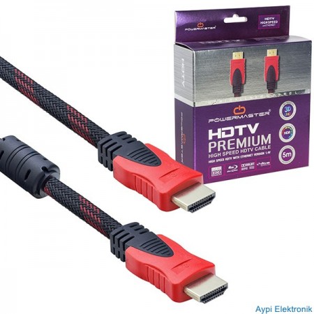 HDMI KABLO 5 METRE 1.4 V ÖRGÜLÜ KUTULU POWERMASTER - 3202