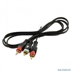 POWERMASTER PM-9486 2 RCA ERKEK + 3.5 MM STEREO ERKEK 1.5 METRE 1.KALİTE KABLO - 9486