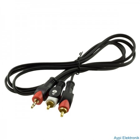 POWERMASTER PM-9486 2 RCA ERKEK + 3.5 MM STEREO ERKEK 1.5 METRE 1.KALİTE KABLO - 9486
