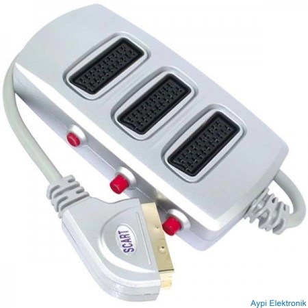 SCART DAĞITICI 3 Lİ SİLVER BUTONLU (ELEKTROMER) - 11008