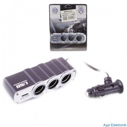 POWERMASTER WF-0120 3LÜ USBLİ ÇAKMAK ÇOKLAYICI - 14019