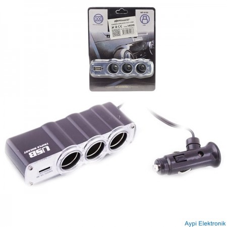 POWERMASTER WF-0120 3LÜ USBLİ ÇAKMAK ÇOKLAYICI - 14019