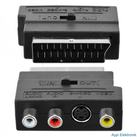 SCART ADAPTÖR SWICHLİ (İN-OUT) ELEKTROMER - 1143