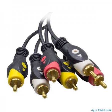 3 RCA + 3 RCA 3 METRE KABLO 1.KALİTE POWERMASTER - 11047