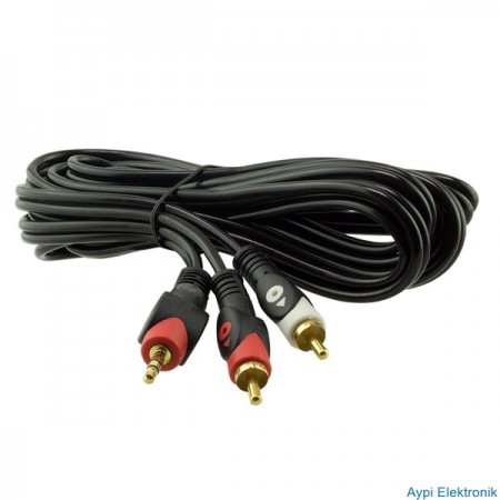 2 RCA ERKEK + 3.5 MM STEREO ERKEK 3 METRE KUTULU 1.KALİTE KABLO POWERMASTER - 648