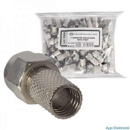 F KONNEKTÖR RG6/U6 GENİŞ 100LÜ --- POŞET ---  POWERMASTER - 9349