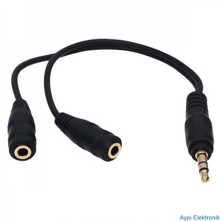 POWERMASTER KULAKLIK ÇOKLAYICI 3.5 MM ERKEK/2 STEREO DİŞİ 15 CM Y KABLO - 14021