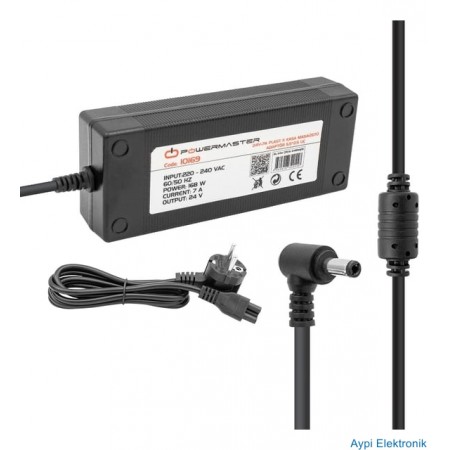 PM-10169 24 VOLT - 7 AMPER - 168 WATT 5.5*2.5 UÇLU PLASTİK KASA MASAÜSTÜ ADAPTÖR ( + POWER KABLOSU) M:10169