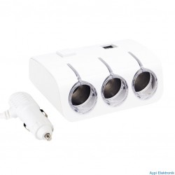 POWERMASTER PM-18952 12V/24V ÇİFT USBLİ 3LÜ OTO ÇAKMAK ÇOKLAYICI - 18952