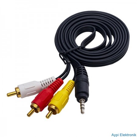 POWERMASTER DİSCMAN KABLOSU 1.5 METRE (3.5MM STEREO 3 BOĞUMLU - 3RCA KABLO) - 2884