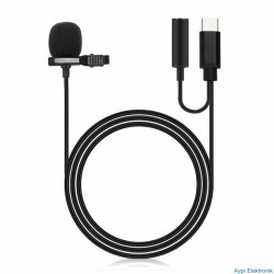 POWERMASTER JH-042-A TYPE-C GİRİŞLİ VE KULAKLIK GİRİŞLİ YOUTUBER YAKA MİKROFONU