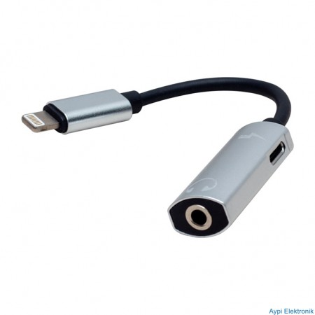 POWERMASTER PM-3833 LIGHTNING ŞARJ VE 3.5 MM KULAKLIK ÇEVİRİCİ KABLO ADAPTÖR - 3833
