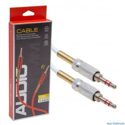 POWERMASTER PM-3834 3.5 MM ERKEK/ERKEK METAL BAŞLIKLI STEREO AUX KABLO 1 METRE - 3834